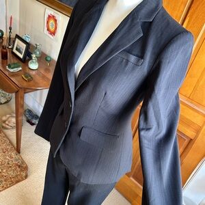 Banana Republic Black or Navy Blue Pinstripe Professional Pantsuit